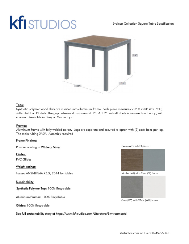 Eveleen Umbrella Table Brochure