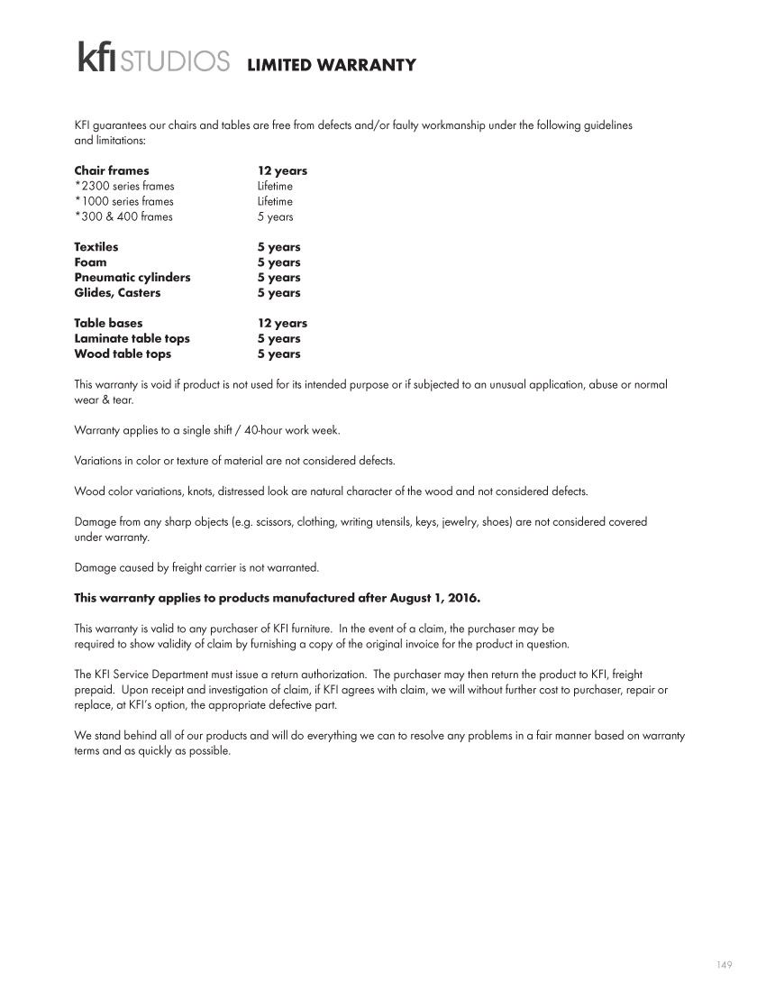 Limited Warranty Brochure