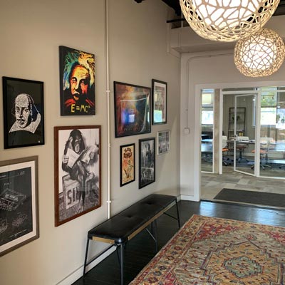 Images of KFI Studios exterior, interior and team working